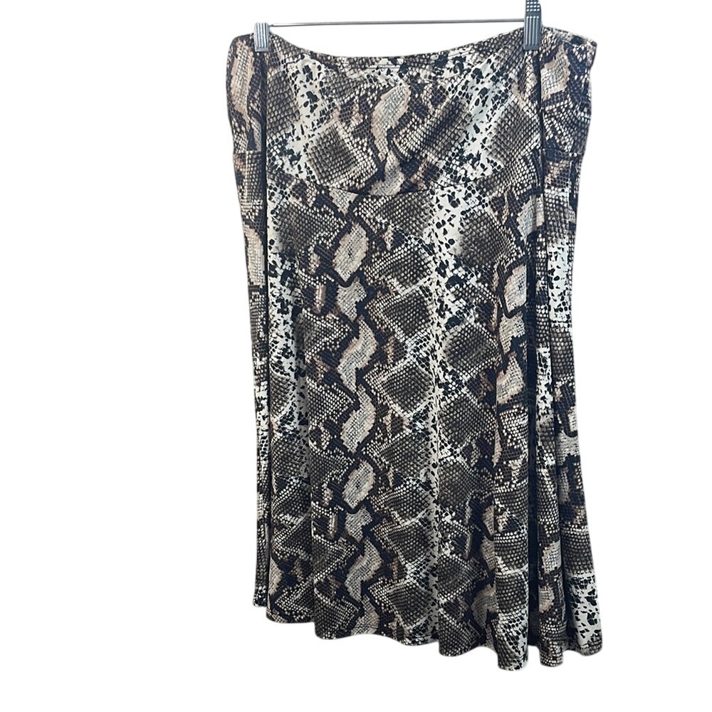 Snakeskin Print Midi Skirt Animal Print Neutral Tones‎
